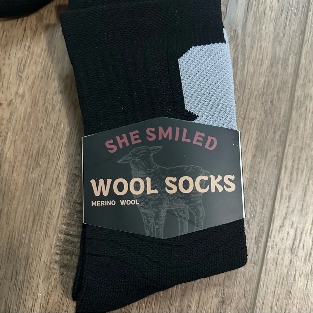 NEW!! Wool Socks Bundle, 3 Pairs, Black, Merino Wool, Thermal Wear, Hiking, L